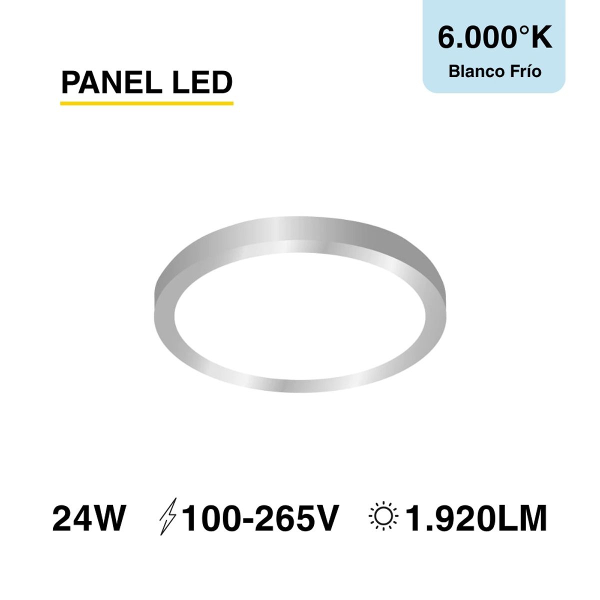 Panel LED Redondo Níquel 30cm 24W 1800lm Blanco Frío Sobrepuesto, marca DEMASLED - Foto Principal
