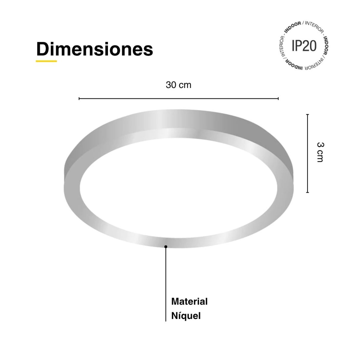 Panel LED Redondo Níquel 30cm 24W 1800lm Blanco Frío Sobrepuesto, marca DEMASLED - Foto 2