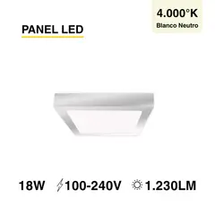 DEMASLED - Panel LED Cuadrado Níquel 22x22cm 18W 1440lm Neutro Sobrepuesto