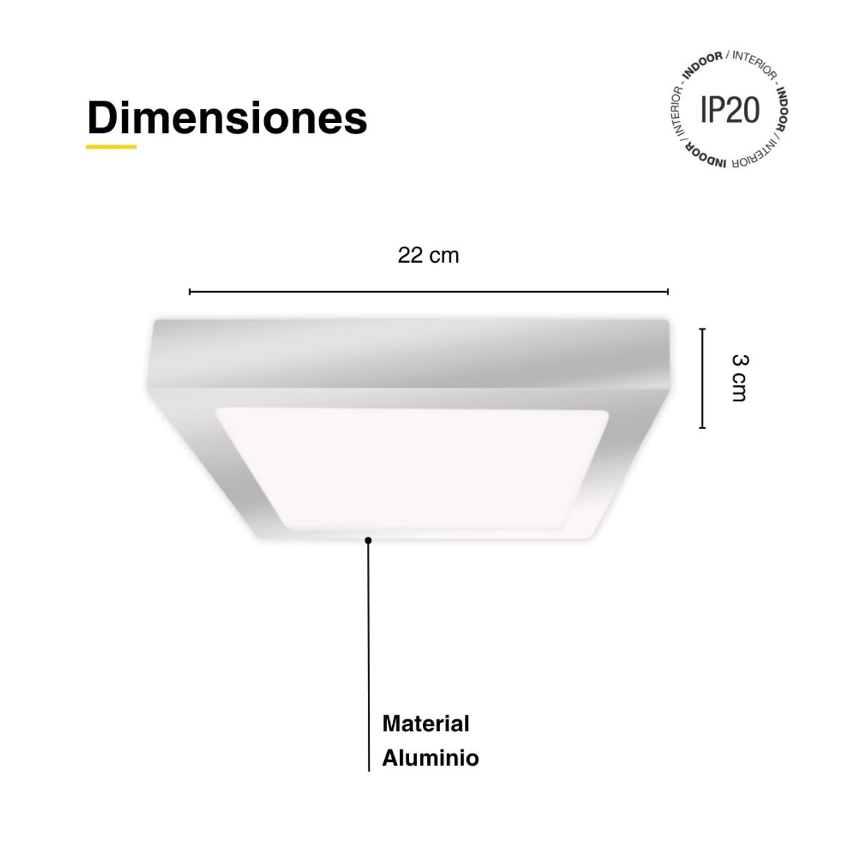 Panel LED Cuadrado Níquel 22x22cm 18W 1440lm Neutro Sobrepuesto, marca DEMASLED - Foto 2