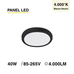 DEMASLED - Panel Negro BACKLIGHT LED Redondo 60cm 40W 4800lm blanco Neutro Sobrepuesto