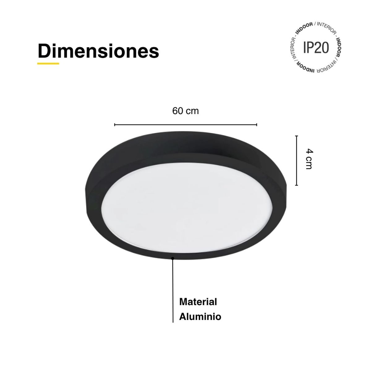 Panel Negro BACKLIGHT LED Redondo 60cm 40W 4800lm blanco Neutro Sobrepuesto, marca DEMASLED - Foto 2