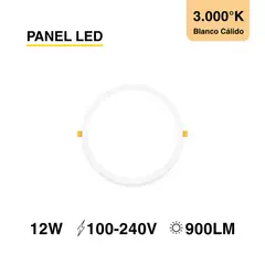 DEMASLED - Panel LED Redondo Blanco de 17cm 12W 900lm Cálido de empotrar