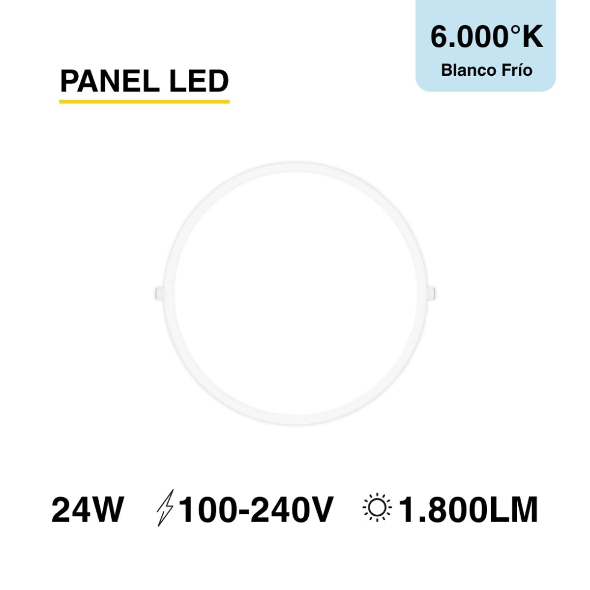 Panel LED Redondo Blanco de 30cm 24W 1800lm Frío de Embutir, marca DEMASLED - Foto Principal
