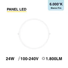 DEMASLED - Panel LED Redondo Blanco de 30cm 24W 1800lm Frío de Embutir