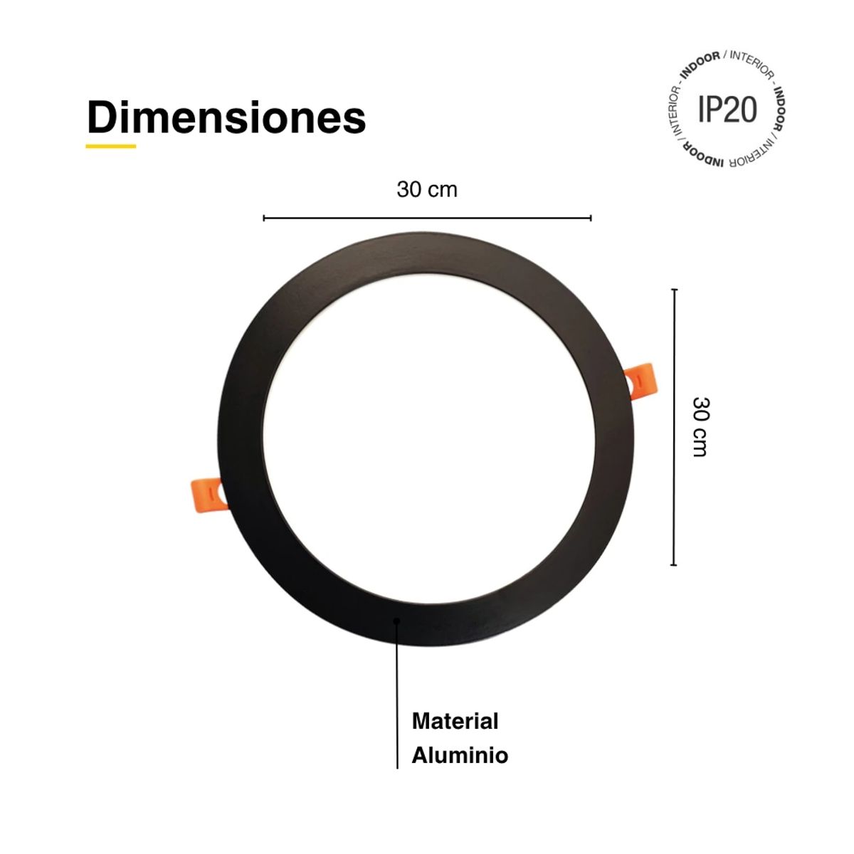 Panel LED Redondo Negro de 30cm 24W 1920lm Frío de Embutir, marca DEMASLED - Foto 2
