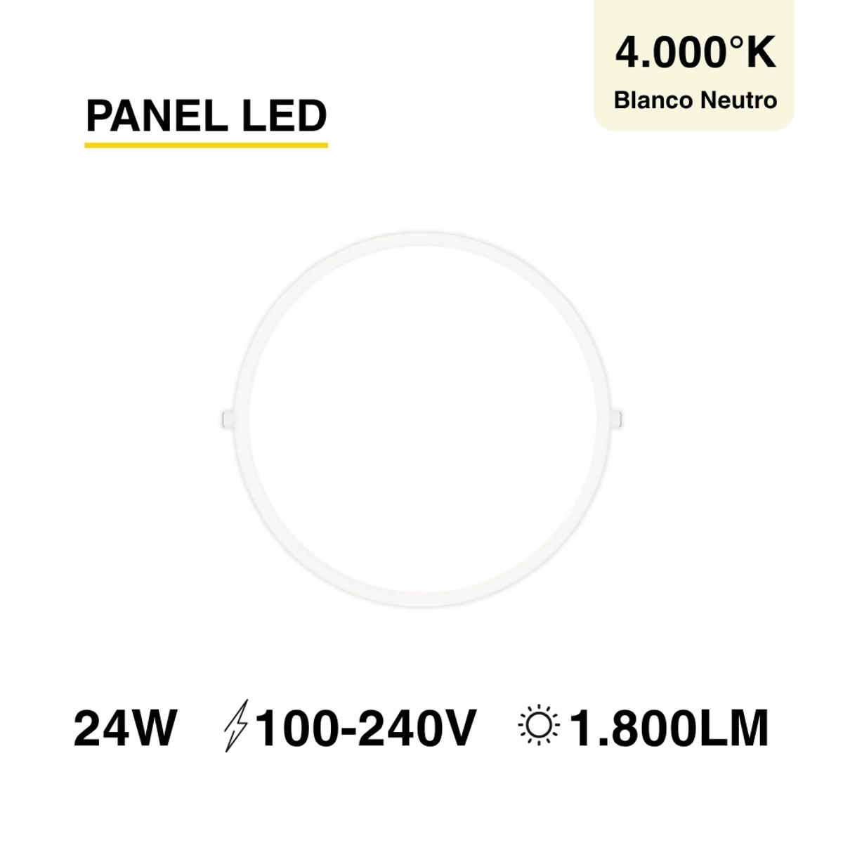 Panel LED Redondo Blanco de 30cm 24W 1800lm Neutro de Embutir, marca DEMASLED - Foto Principal