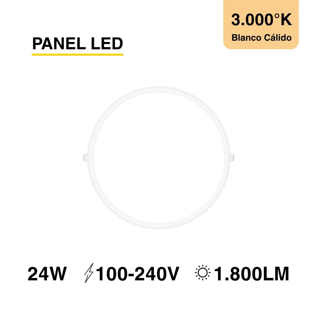 Panel LED Redondo Blanco de 30cm 24W 1800lm Cálido de Embutir, marca DEMASLED - Foto Principal