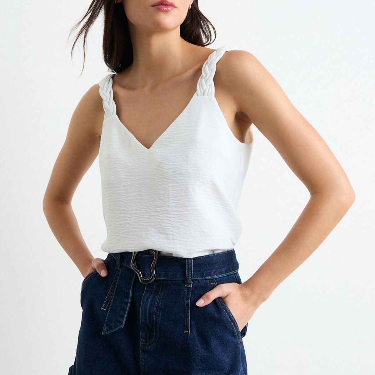 IO - Blusa Lisa Mujer Crudo Io