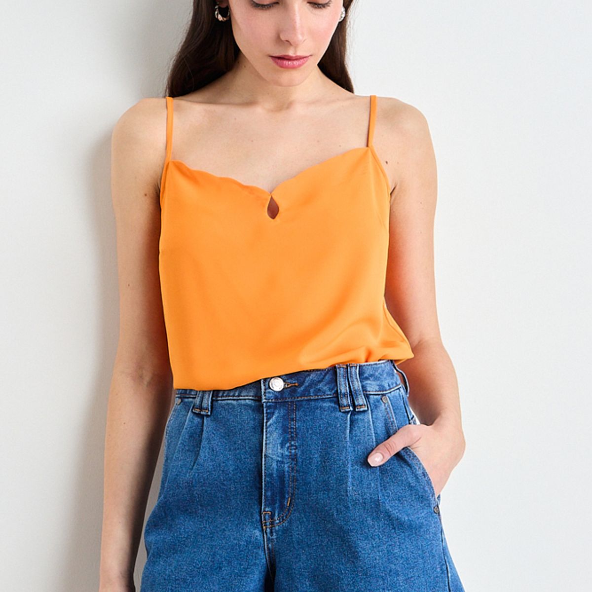 IO - Blusa Lisa Mujer Naranjo Io