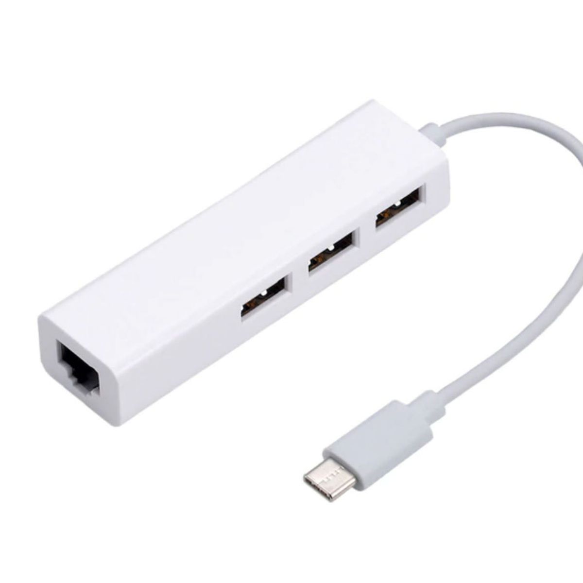 GENERICO - Adaptador Hub USB-C 2.0 A Ethernet Red Lan Rj45 + 3 Usb A 2.0
