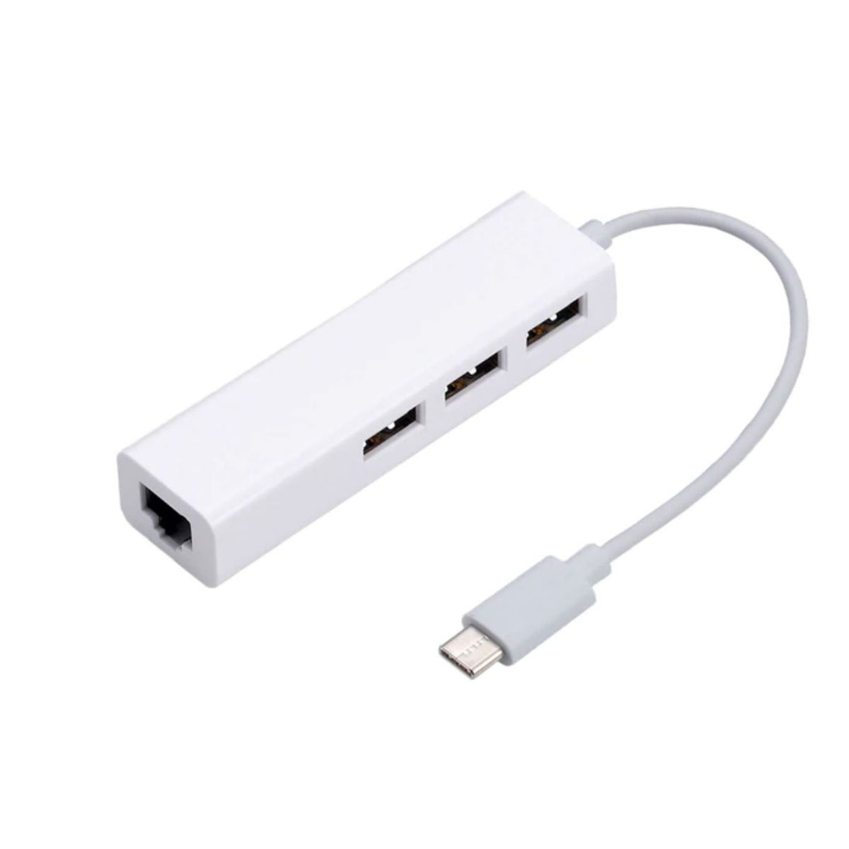 GENERICO - Adaptador Hub USB-C 2.0 A Ethernet Red Lan Rj45 + 3 Usb A 2.0