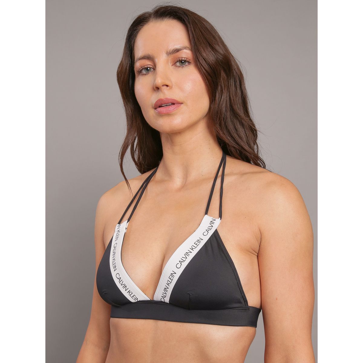 CALVIN KLEIN - Top Bikini Fixed Triangle Negro Calvin Klein