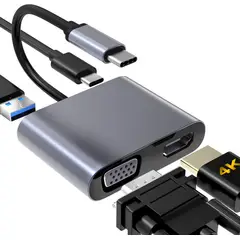 GENERICO - Hub USB-C 3.1 4 En 1 A Vga, Hdmi 4k, Usb 3.0