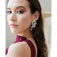 MI PLACARD - Aros Julia Flor y Stras Plateado