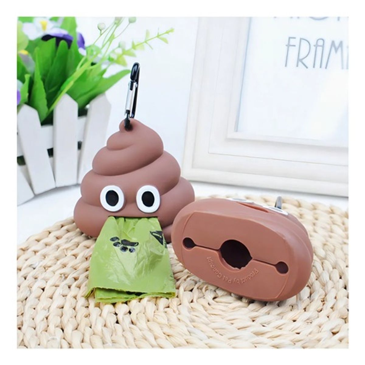 GENERICO - Dispensador De Bolsas Para Fecas Emoji Caca Color Chocolate