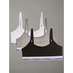 CALVIN KLEIN - Pack 3 Cropped Bralettes para Niña Multicolor