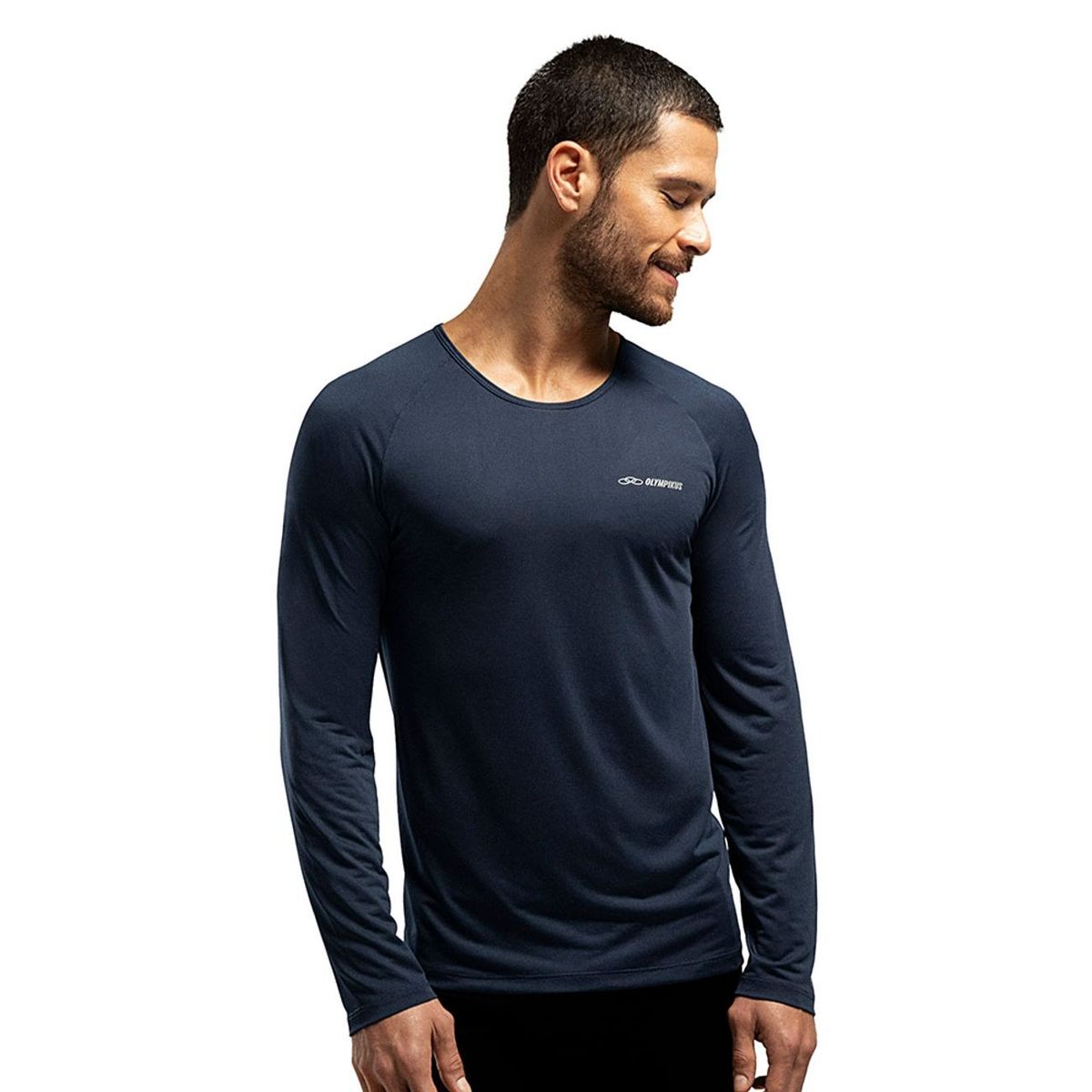 OLYMPIKUS - POLERA RUNNER MANGA LARGA AZUL MARINO HOMBRE