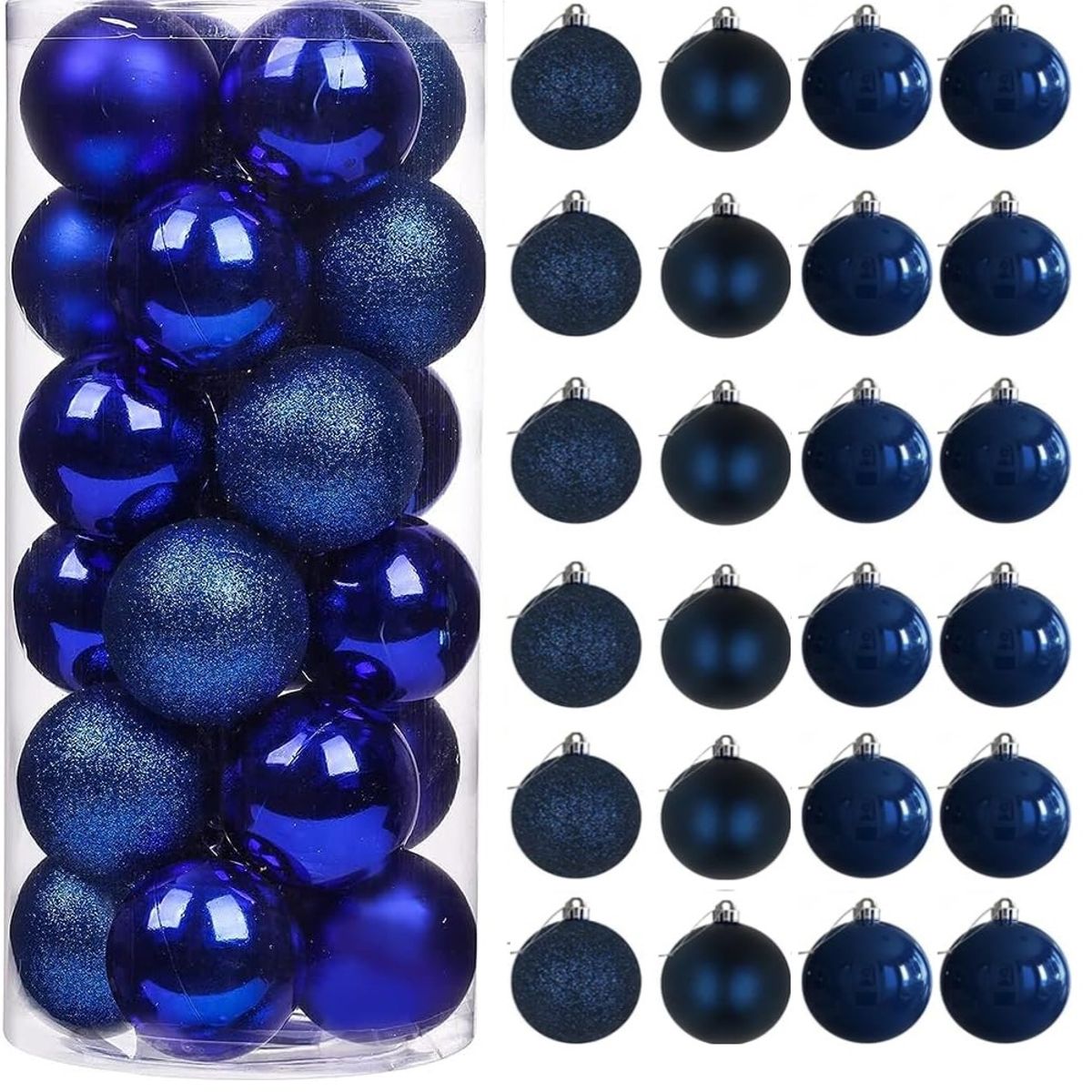 WAKESHOME - 24 Esferas Navideña 8cm Bambalinas Adornos Arbolito Navidad azul