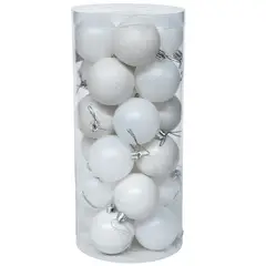 WAKESHOME - 24 Esferas Navideña 8cm Bambalinas Adornos Arbolito Navidad blanco