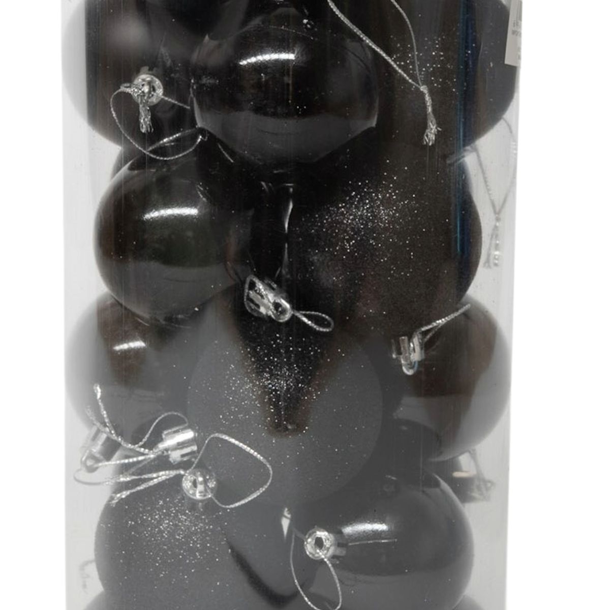 WAKESHOME - 24 Esferas Navideña 8cm Bambalinas Adornos Arbolito Navidad negro