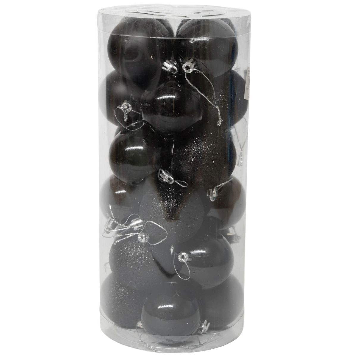 WAKESHOME - 24 Esferas Navideña 8cm Bambalinas Adornos Arbolito Navidad negro