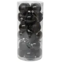 WAKESHOME - 24 Esferas Navideña 8cm Bambalinas Adornos Arbolito Navidad negro