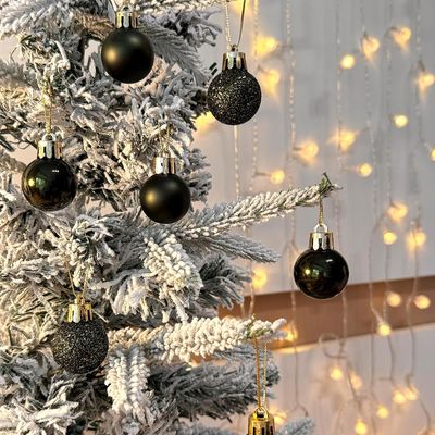 Imagen 2 del producto 24 Esferas Navideña 8cm Bambalinas Adornos Arbolito Navidad negro