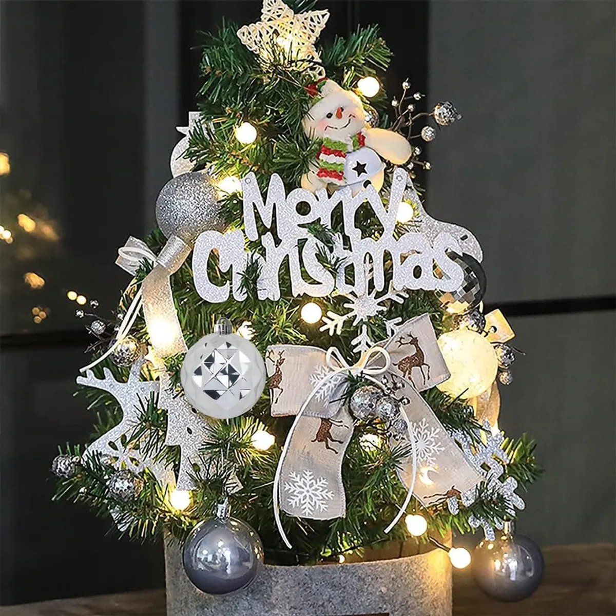 WAKESHOME - 24 Esferas Navideña 8cm Bambalinas Adornos Arbolito Navidad Plateado