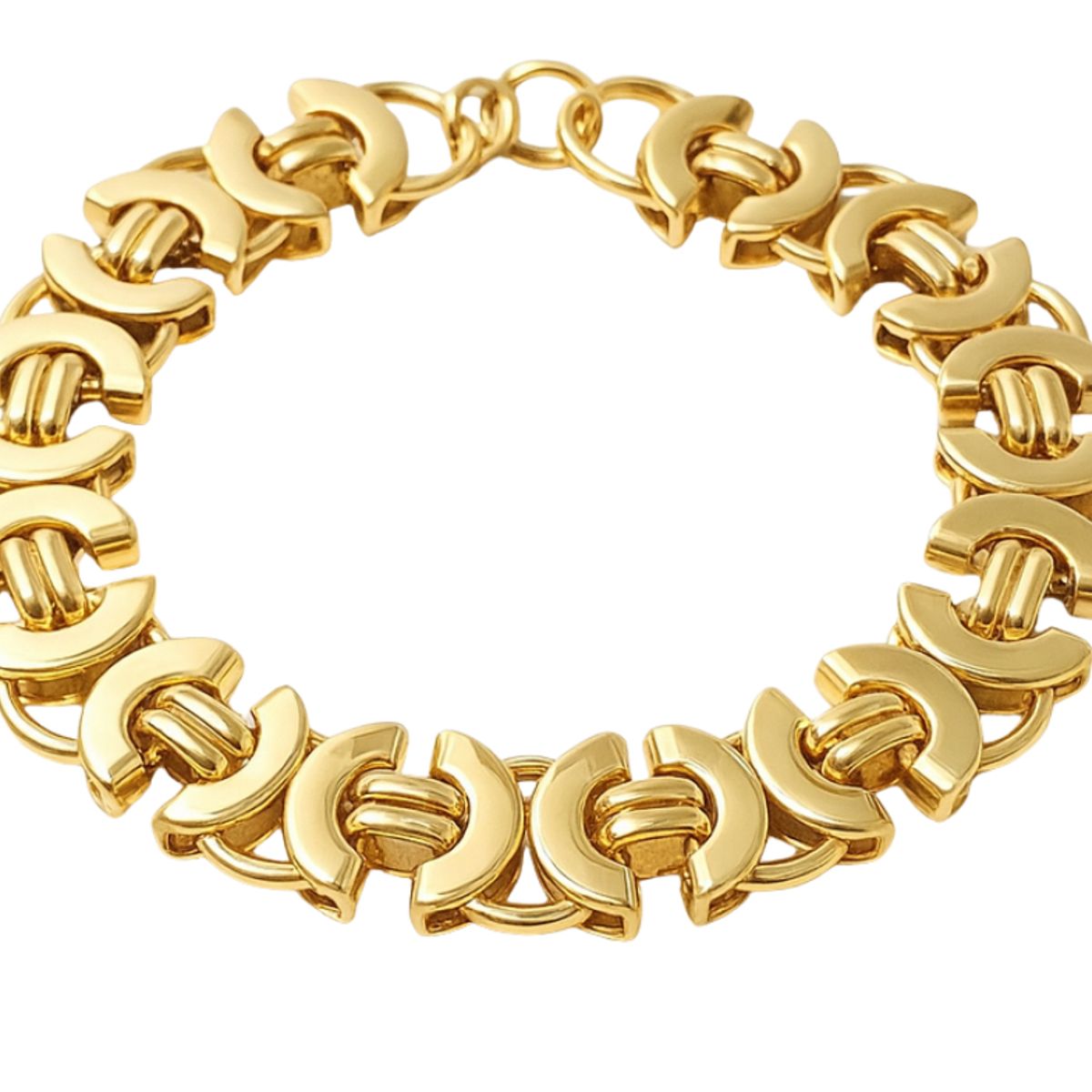 JOYAS LANDEROS - Pulsera Unisex Eslabones Enchapada en oro de 18k - 21CM
