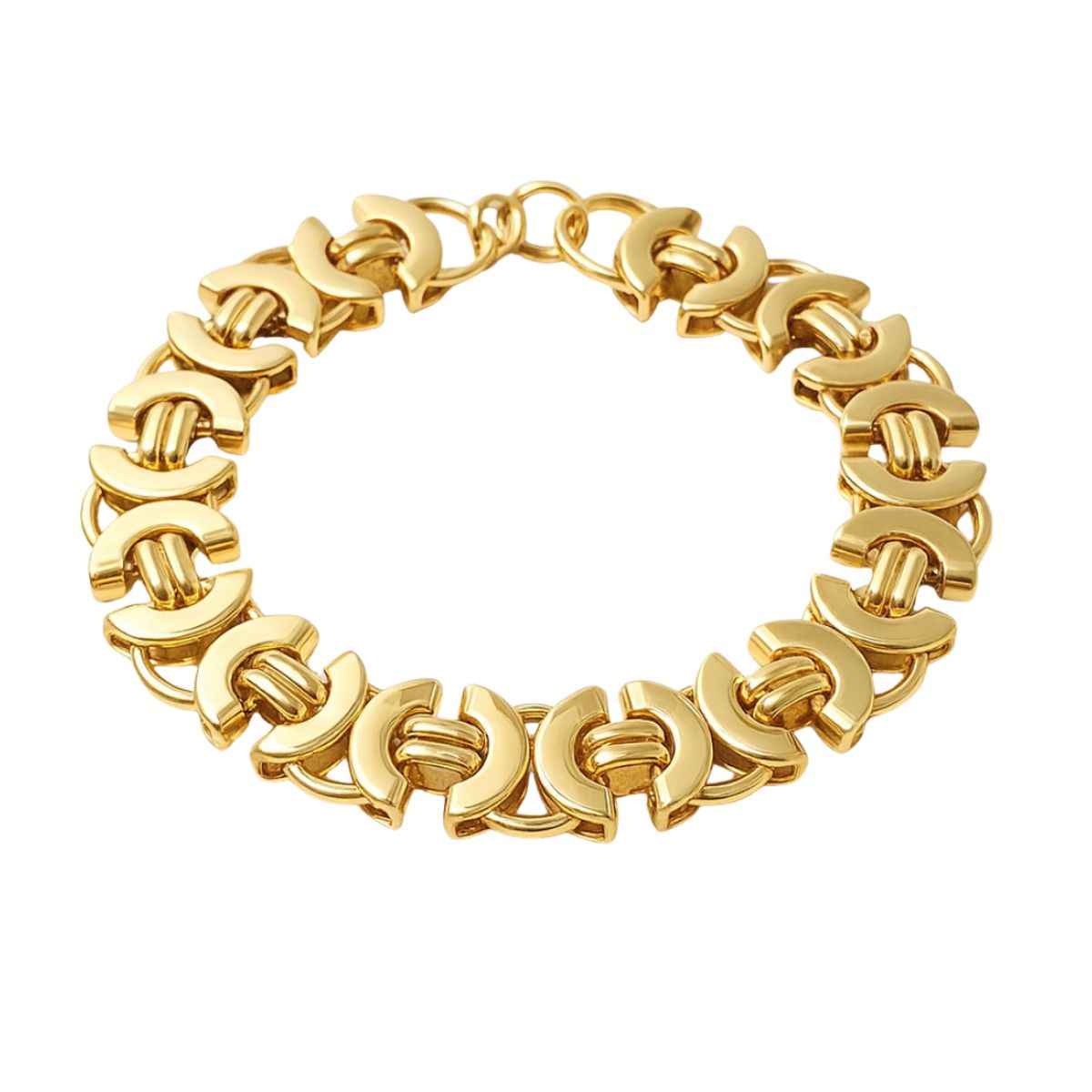 JOYAS LANDEROS - Pulsera Unisex Eslabones Enchapada en oro de 18k - 21CM