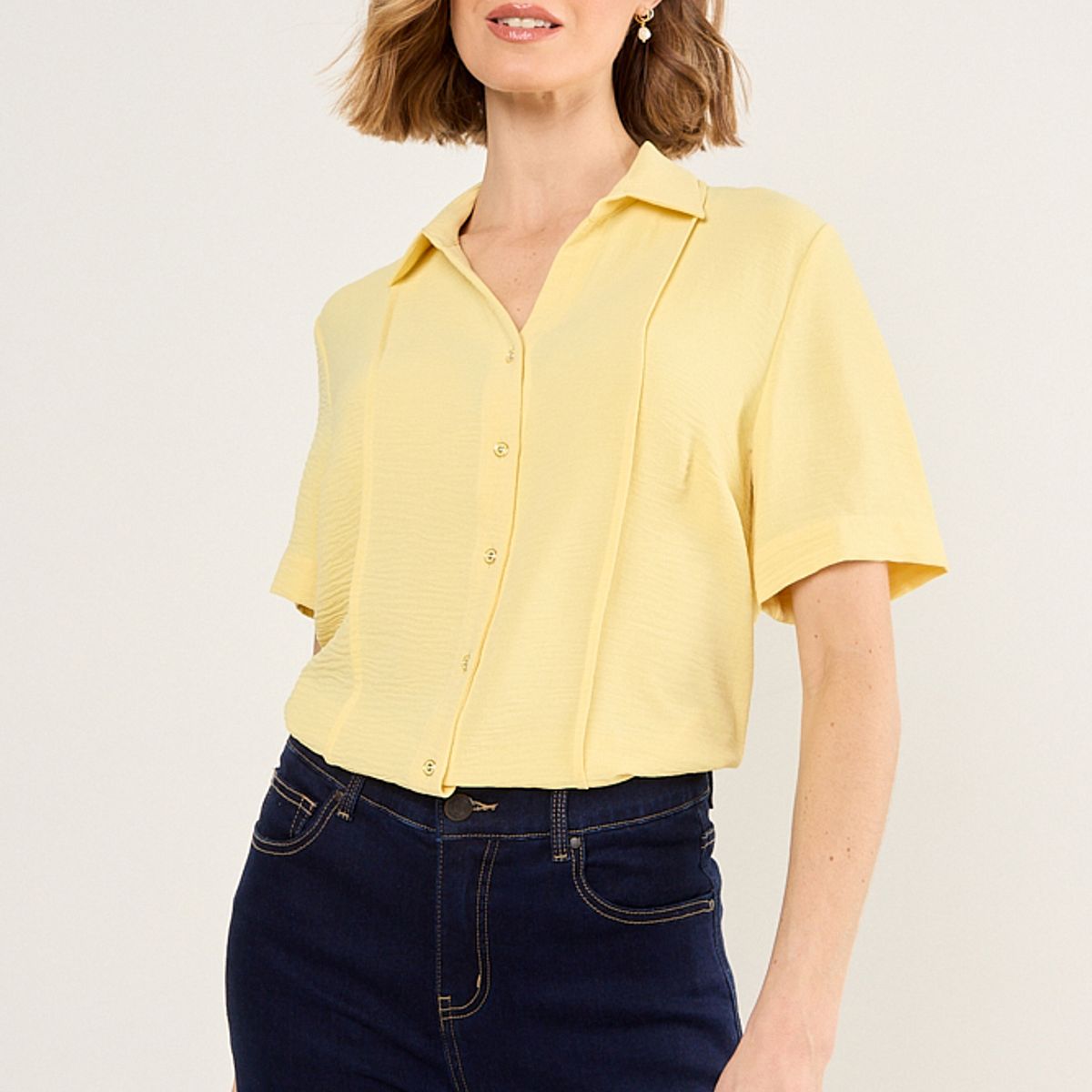 MA GRIFFE - Blusa Camisera Mujer Amarillo Magriffe