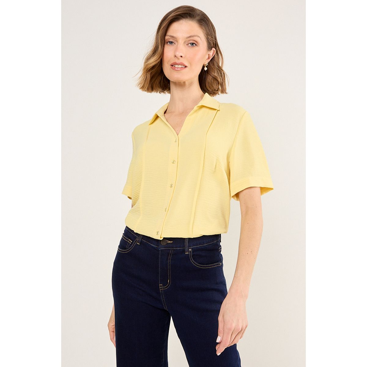 MA GRIFFE - Blusa Camisera Mujer Amarillo Magriffe
