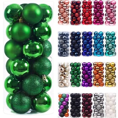 Imagen 2 del producto 24 Esferas Navideña 8cm Bambalinas Adornos Arbolito Navidad Verde