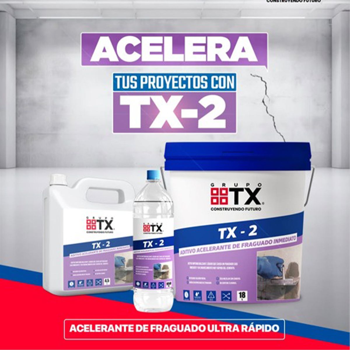 GENERICO - TX 2 - Acelerante de fraguado ultra rápido, Bidón 4,5Lt