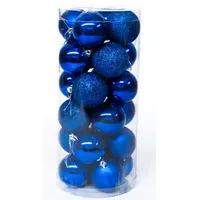 24 Esferas Navideña 6cm Bambalinas Adornos Arbolito Navidad Azul