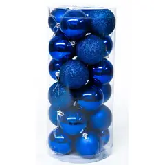 WAKESHOME - 24 Esferas Navideña 6cm Bambalinas Adornos Arbolito Navidad Azul
