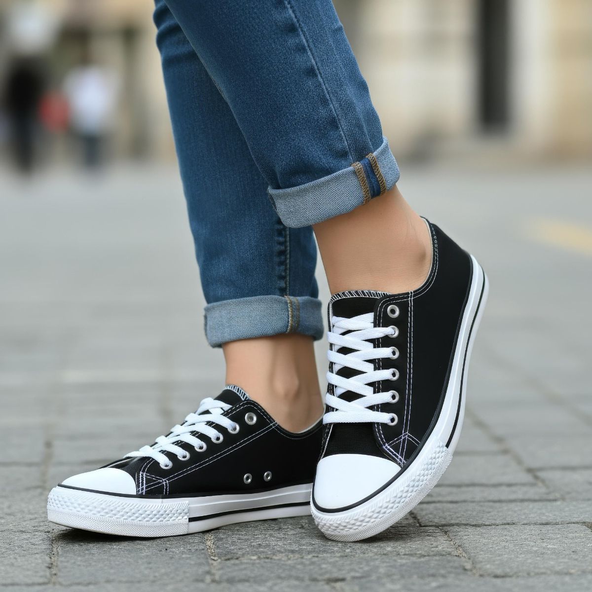 POZATINI - ZAPATILLA LONA MUJER NEGRO