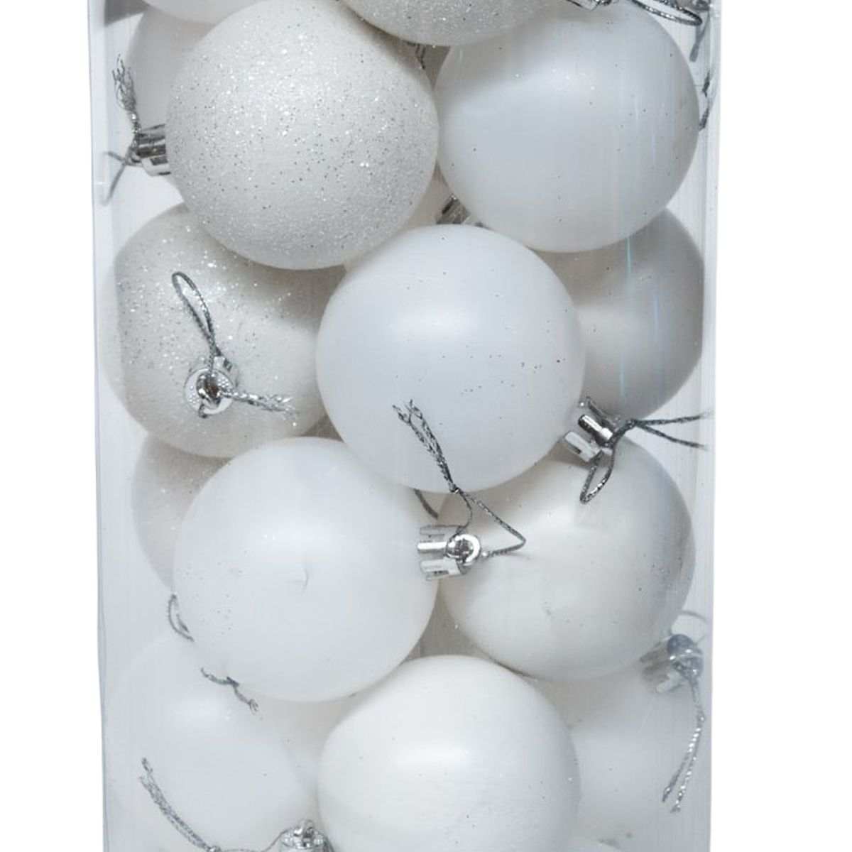 WAKESHOME - 24 Esferas Navideña 6cm Bambalinas Adornos Arbolito Navidad Blanco