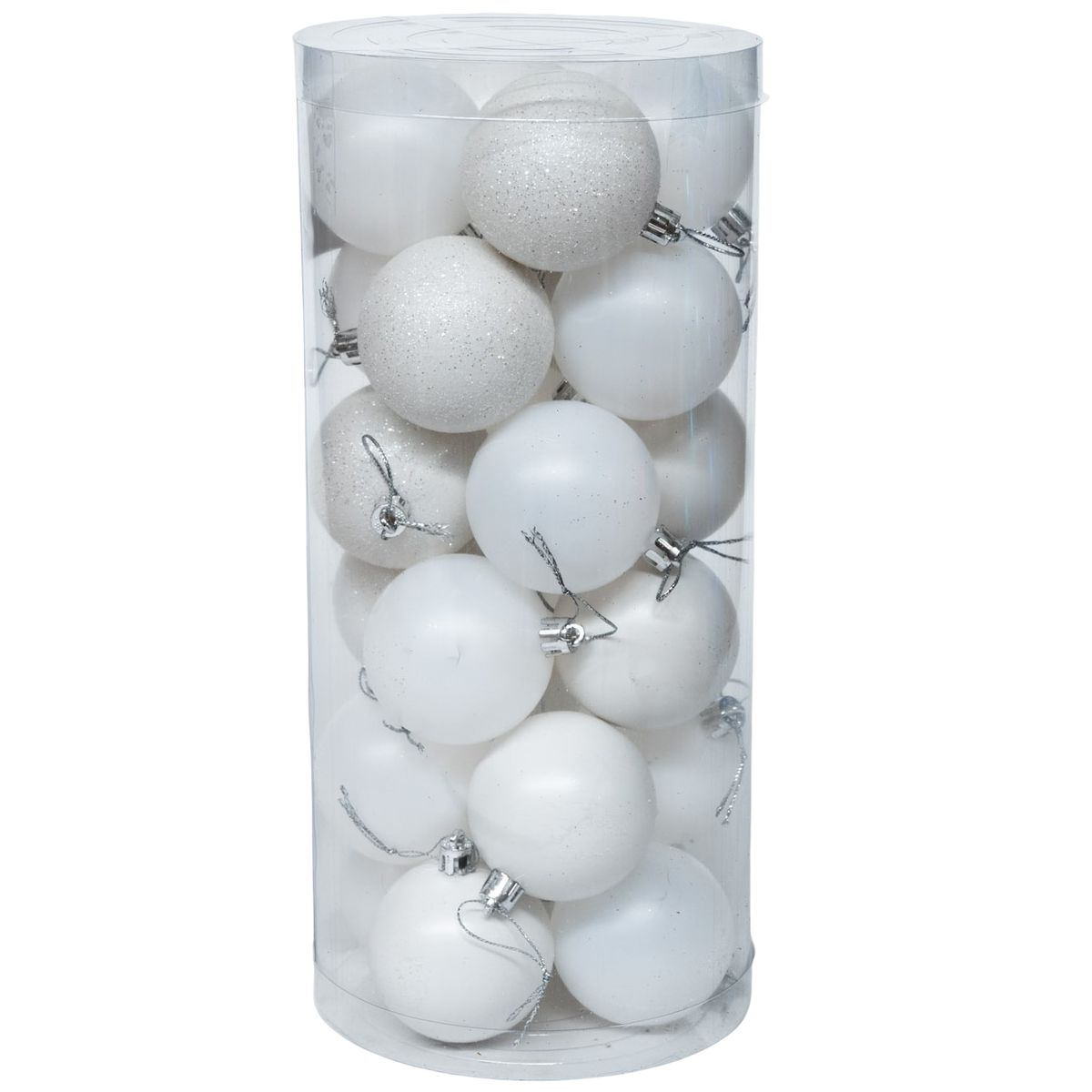 WAKESHOME - 24 Esferas Navideña 6cm Bambalinas Adornos Arbolito Navidad Blanco