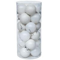 24 Esferas Navideña 6cm Bambalinas Adornos Arbolito Navidad Blanco