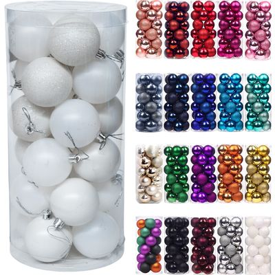 Imagen 2 del producto 24 Esferas Navideña 6cm Bambalinas Adornos Arbolito Navidad Blanco