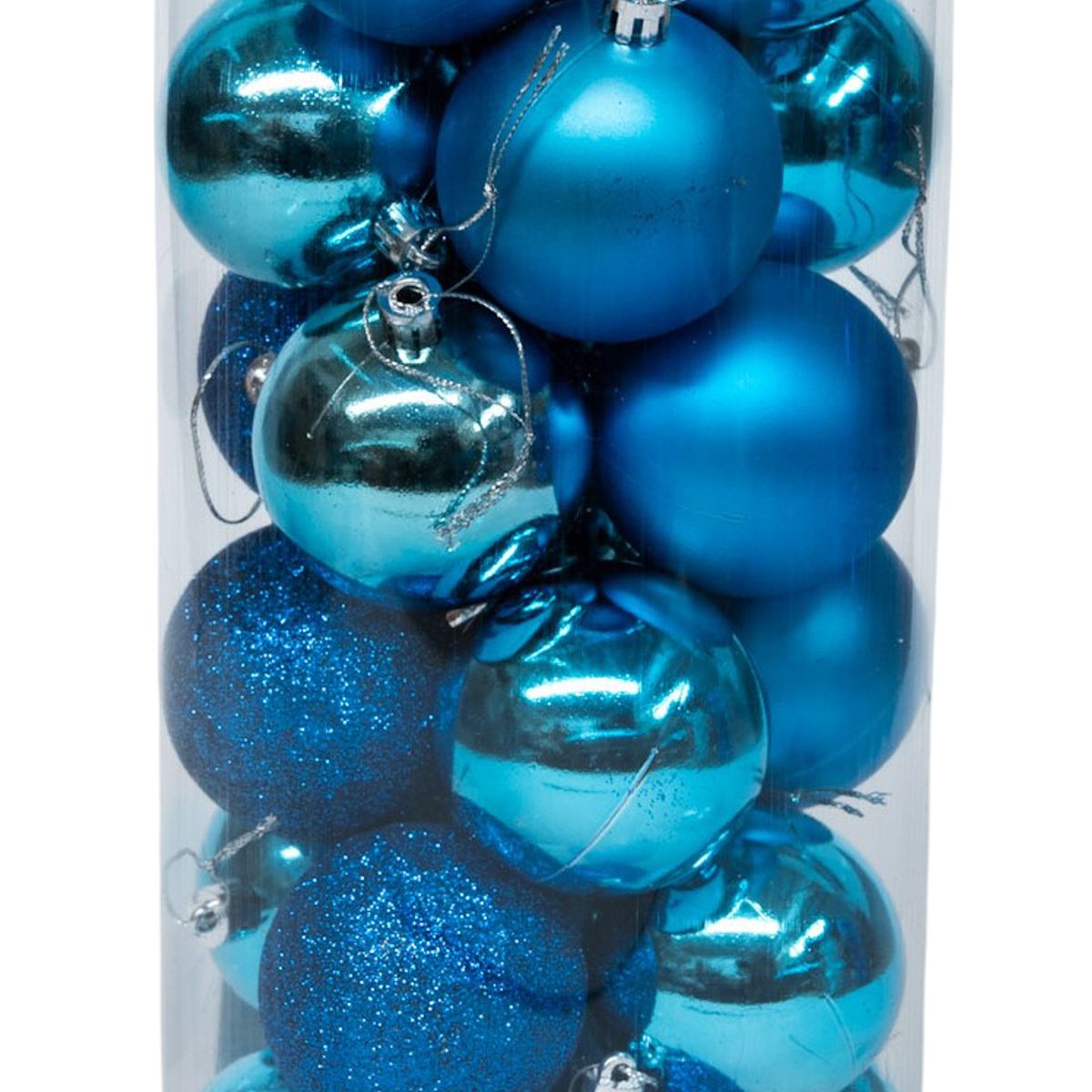 WAKESHOME - 24 Esferas Navideña 6cm Bambalinas Adornos Arbolito Navidad Celeste