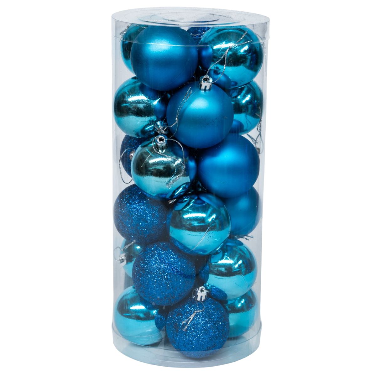 WAKESHOME - 24 Esferas Navideña 6cm Bambalinas Adornos Arbolito Navidad Celeste