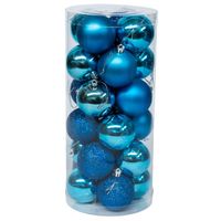 24 Esferas Navideña 6cm Bambalinas Adornos Arbolito Navidad Celeste