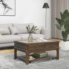 MSA MUEBLES SANTA ANA - Mesa Centro Fija con Cajones y Ruedas Arlington