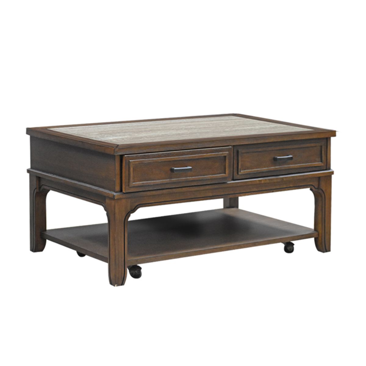 MSA MUEBLES SANTA ANA - Mesa Centro Fija con Cajones y Ruedas Arlington