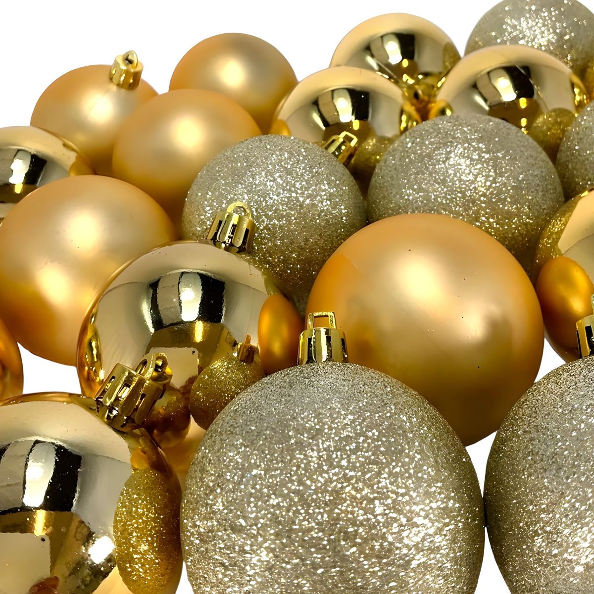 WAKESHOME - 24 Esferas Navideña 6cm Bambalinas Adornos Arbolito Navidad Dorado