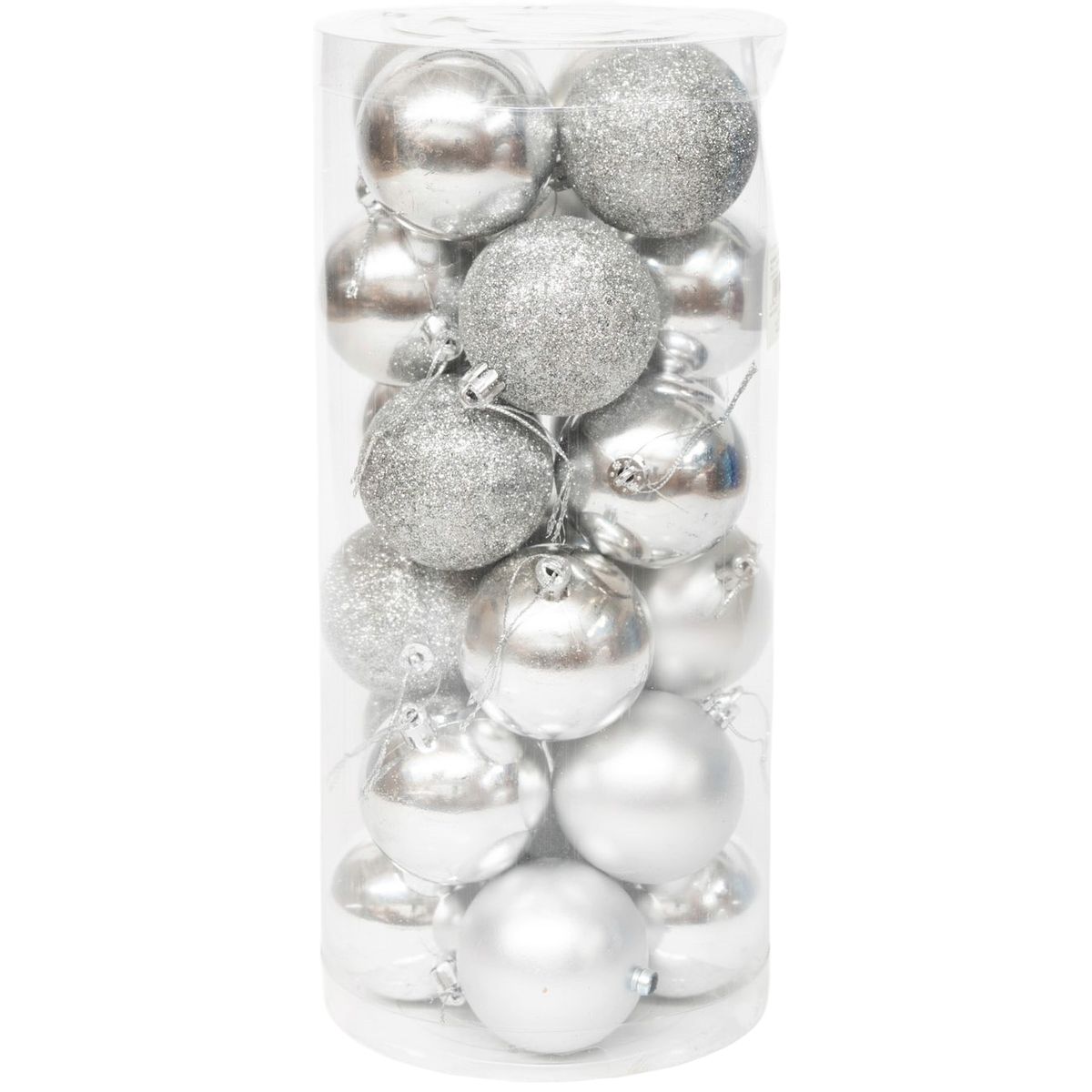 WAKESHOME - 24 Esferas Navideña 6cm Bambalinas Adornos Arbolito Navidad Plateado