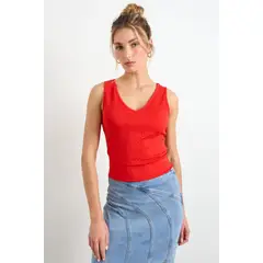 IO - Polera Lisa Mujer Rojo
